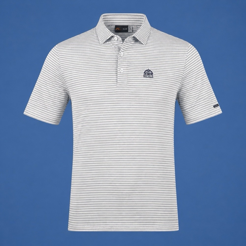 KJUS Striped Golf Polo Shirt Men's 54/XL Gray Knit Comfort Fit Stretch
